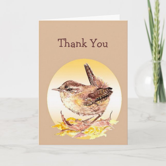 Vielen Dank General Watercolor House Wren Bird Dankeskarte (Vorderseite)