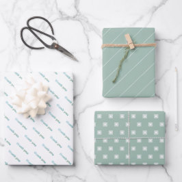 Vielen Dank Geometric Muster Sage Green Pastel Geschenkpapier Set