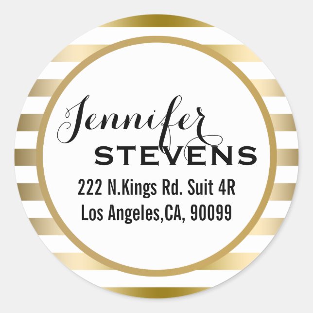 Vielen Dank - Geometrisches Muster aus Gold Streif Runder Aufkleber (Vorderseite)