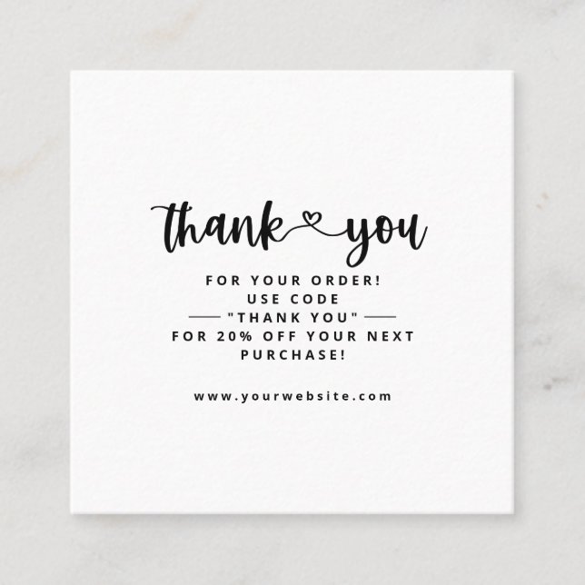 Vielen Dank Geschäftskarten Vielen Dank Beilagen K Quadratische Visitenkarte (Vorderseite)