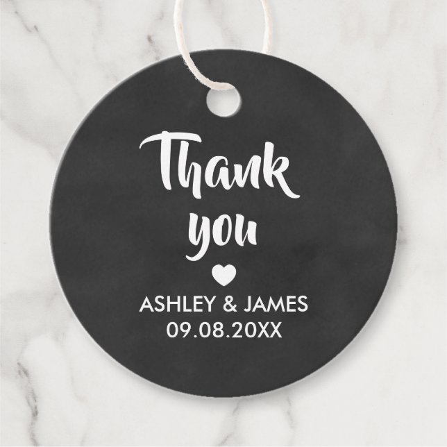 Vielen Dank Geschenktasten, Hochzeit danke Chalkbo Geschenkanhänger (Vorderseite)