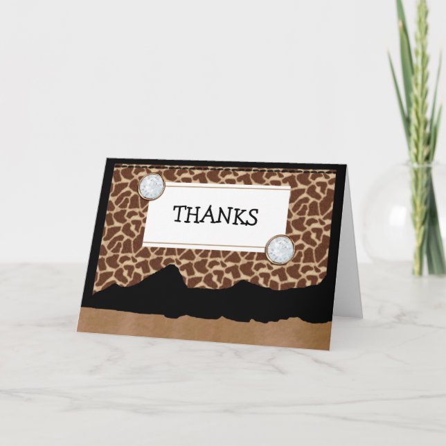 Vielen Dank Giraffe Print Blank Card Template Dankeskarte (Vorderseite)