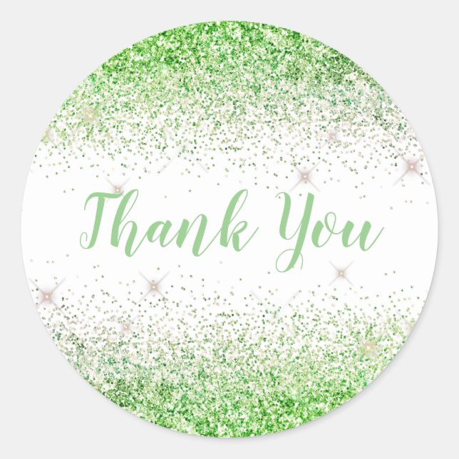 Vielen Dank Glam Limon Glitzer Elegant Girly Scrip Runder Aufkleber (Vorderseite)