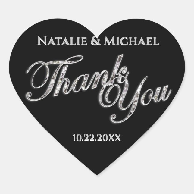 Vielen Dank, Glitzer Siegel Herz-Aufkleber (Vorderseite)