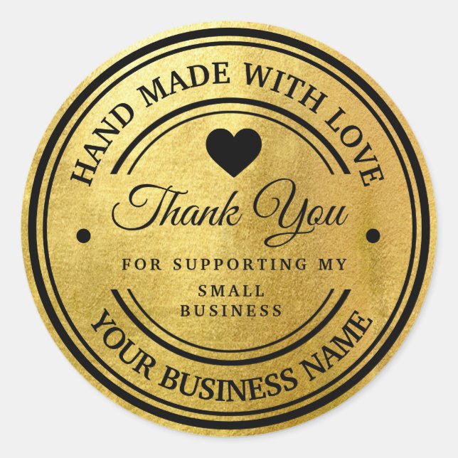 Vielen Dank! Gold Classic Round Sticker (Vorderseite)