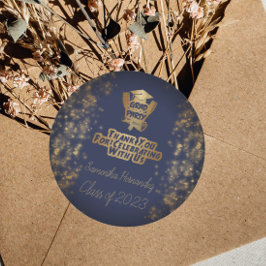 Vielen Dank Gold Glitzer Navy Blue Graduation Part Runder Aufkleber