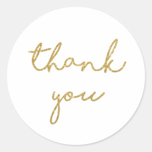 Vielen Dank Gold Glitzer Simple Elegance Calligrap Runder Aufkleber