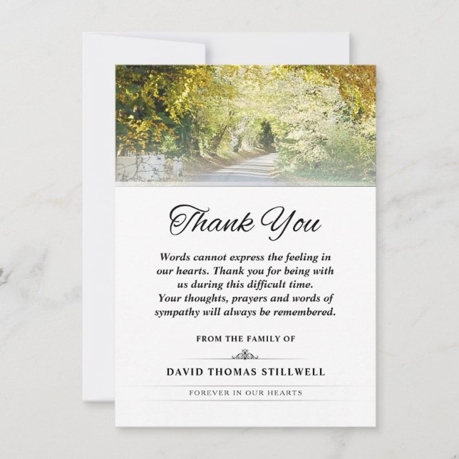 Vielen Dank Gold Herbst Bäume Worte können nicht a Dankeskarte (Vorderseite)