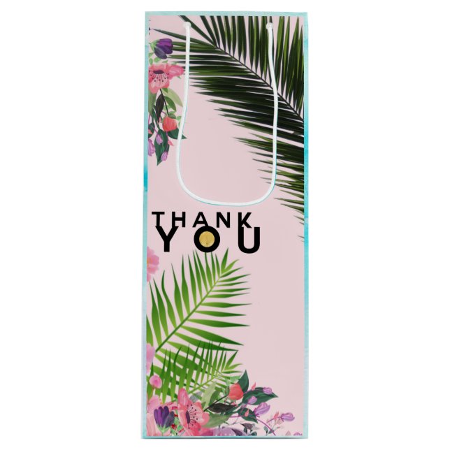 Vielen Dank Gold Leaf Weinbeutel Geschenktüte Für Weinflaschen (Vorderseite)