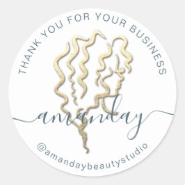 Vielen Dank Gold Logo Name White Hair Beauty Runder Aufkleber