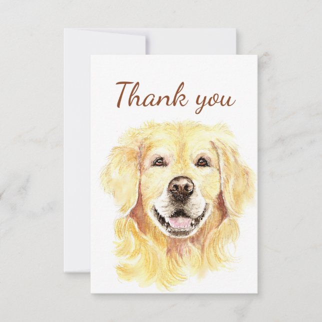 Vielen Dank Golden Retriever Dog Animal Blank Insi Dankeskarte (Vorderseite)