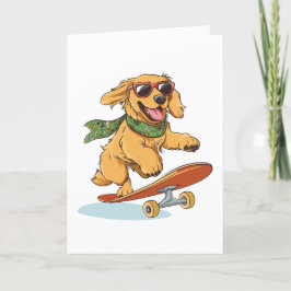 Vielen Dank Golden Retriever Hund Skateboarding Dankeskarte