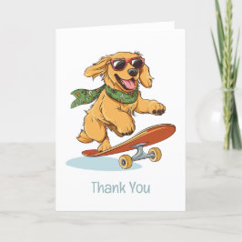 Vielen Dank Golden Retriever Hund Skateboarding Dankeskarte
