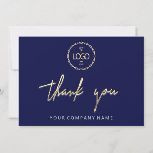 Vielen Dank Golden Script Business Logo Blue Navy Einladung