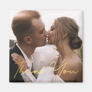 Vielen Dank, Golden Script Hochzeit Foto trendy Magnet