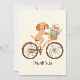 Vielen Dank Goldendoodle Dog Biking Spring Blumen Dankeskarte