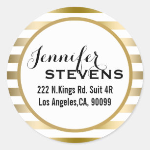 Vielen Dank- Goldene Streifen geometrisches Muster Runder Aufkleber