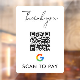 Vielen Dank Google Pay QR Code Scan zu zahlen Whit Fensteraufkleber