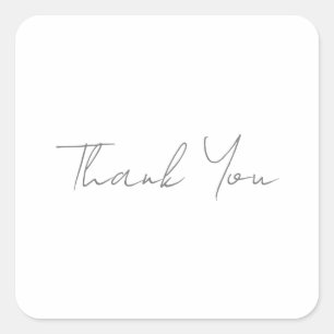 Vielen Dank, Gray handschriftlich klassischen Chic Quadratischer Aufkleber