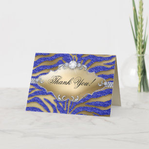 Vielen Dank Grußkarte Zebra Sparkle Gold Blue Dankeskarte
