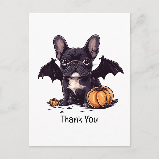 Vielen Dank Halloween French Bulldog Bat Pumpkins Postkarte (Vorderseite)