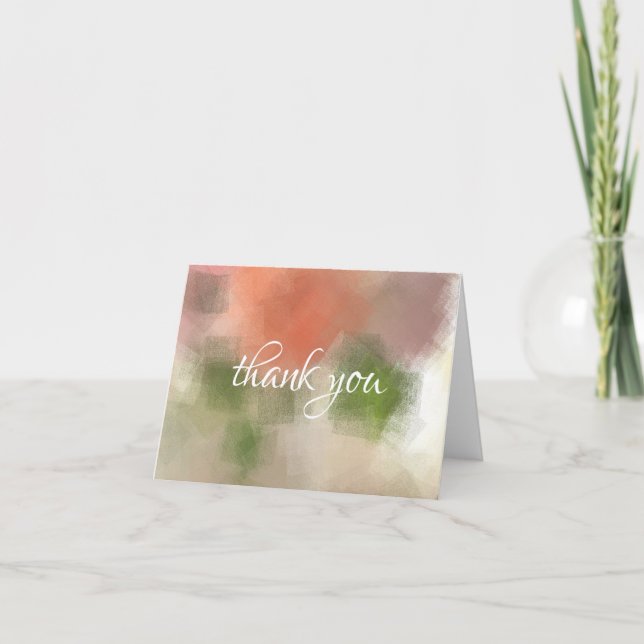 Vielen Dank Hand Script Abstrakte Rose Blume Chic Dankeskarte (Vorderseite)