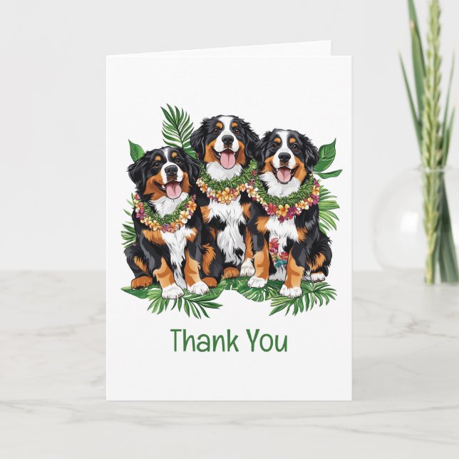 Vielen Dank Hawaiian Bernese Mountain Hunde Dankeskarte (Vorderseite)