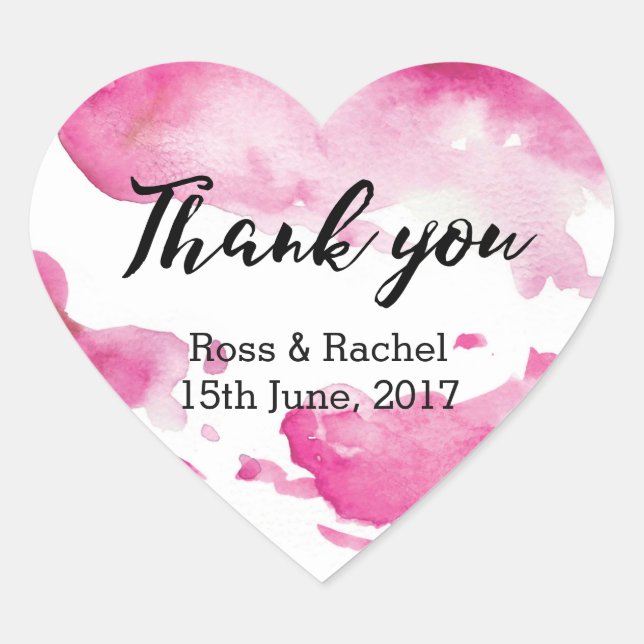 Vielen Dank Herzklopfen Hochzeit Aquarell Herz-Aufkleber (Vorderseite)