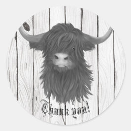 Vielen Dank Highland Cow Classic Round Sticker