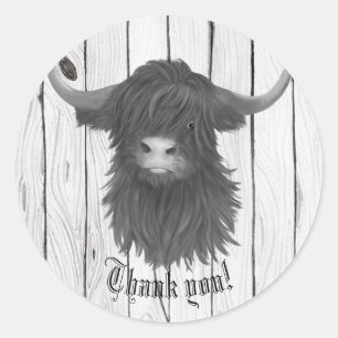 Vielen Dank Highland Cow Classic Round Sticker