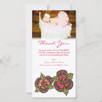 Vielen Dank Hinweis Baby Girl Foto Card Vorlage