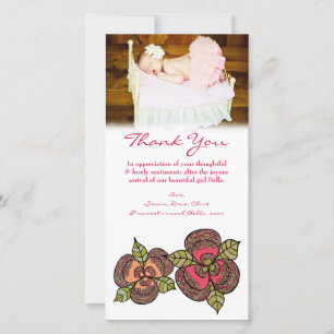 Vielen Dank Hinweis Baby Girl Foto Card Vorlage