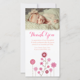 Vielen Dank Hinweis Baby Girl Foto Card Vorlage