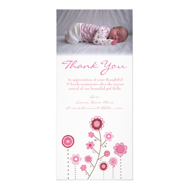 Vielen Dank Hinweis Baby Girl Foto Card Vorlage Werbekarte (Vorne)
