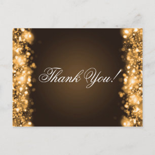 Vielen Dank Hinweis glänzende Lichter Gold Postkarte