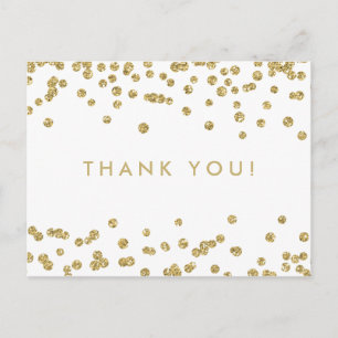 Vielen Dank Hinweis Gold Imitats Glitzer Confetti  Postkarte