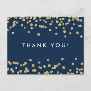 Vielen Dank Hinweis Gold Imitats Glitzer Confetti Postkarte