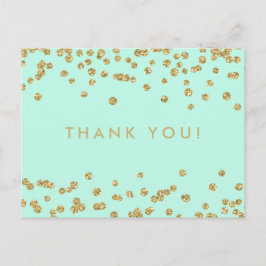 Vielen Dank Hinweis Gold Imitats Glitzer Confetti Postkarte
