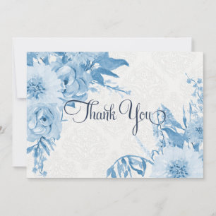 Vielen Dank Hinweis Navy Blue n White Floral Water Dankeskarte