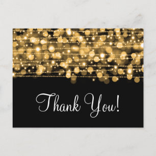 Vielen Dank Hinweis Party Glitzern Gold Postkarte