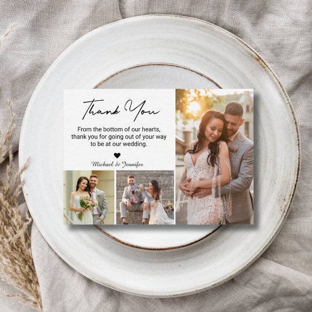 Vielen Dank Hochzeit 3 Fotos Collage einfach moder Mitteilungskarte (Von Creator hochgeladen)