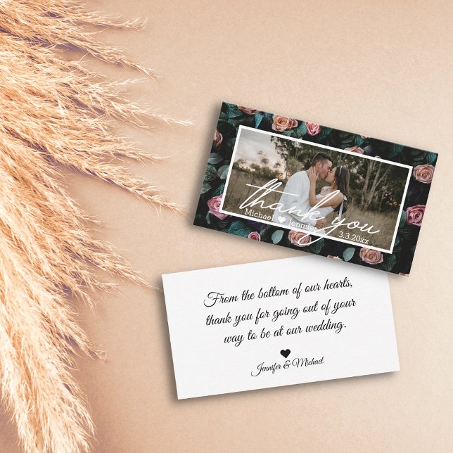 Vielen Dank Hochzeit Foto moderne Handschrift Flor Mitteilungskarte (Von Creator hochgeladen)