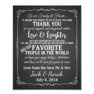 Vielen Dank Hochzeitszeichen maßgeschneiderte Tafe Fotodruck