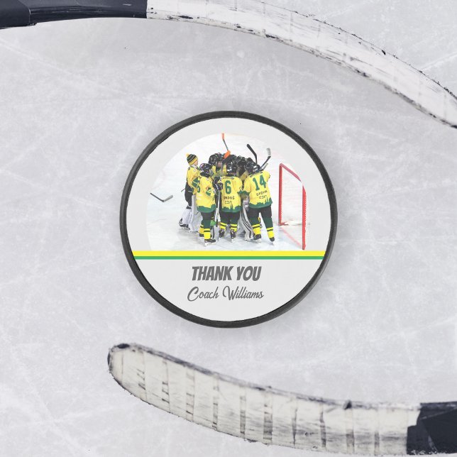Vielen Dank Hockey Coach Personalisiert Team Foto Eishockey Puck (Von Creator hochgeladen)