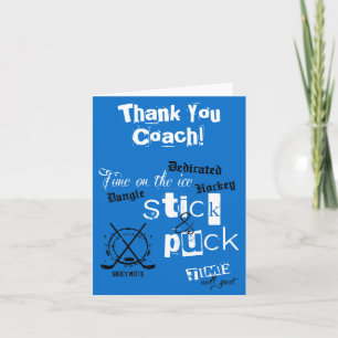 Vielen Dank Hockey Coach Stick und Puck Time on Bl Dankeskarte
