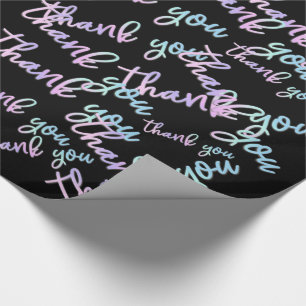 Vielen Dank Holograph Script Mermaid Pink Black Geschenkpapier