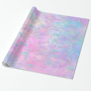 Vielen Dank Holograph Script Mermaid Pink Blue Geschenkpapier