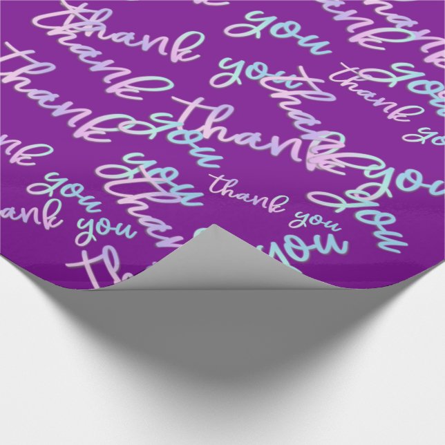 Vielen Dank Holograph Script Mermaid Pink Lila Geschenkpapier (Ecke)