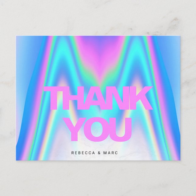 Vielen Dank, Holographic Iridescent Y2K Postkarte (Vorderseite)