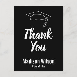 Vielen Dank, Ihr Name Schwarz-Weiß-Abschluss Ankündigungspostkarte